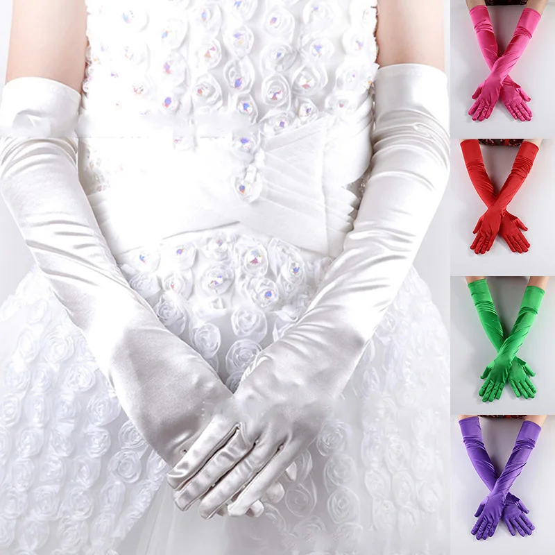 

Halloween Christmas Cosplay Gloves Solid Color Five Fingers Mittens Sunscreen Full Finger Driving Gloves Bridal Elegant Gloves