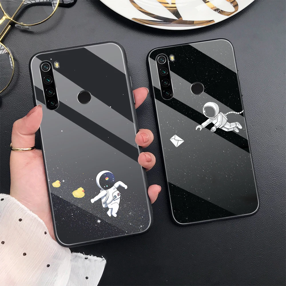 

Space Astronaut Glass Case For Xiaomi Red Note 10 PRO 11 10S 8T 9A 8A 7A 9T Tempered Glass Cover For Redmi NOTE9PRO 8PRO Poco X3