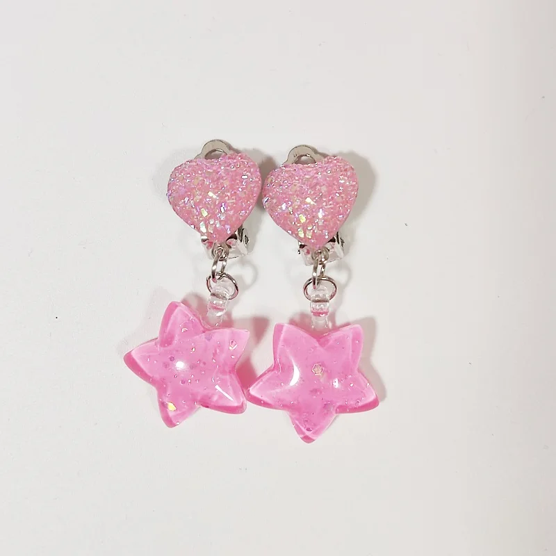 Детские фиолетовые акриловые клипсы-серьги с короной