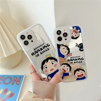 cute luxury cartoon painted mirror anime characters couple soft case for iphone 11 12 13 pro max xr x xs anti drop cover fundas