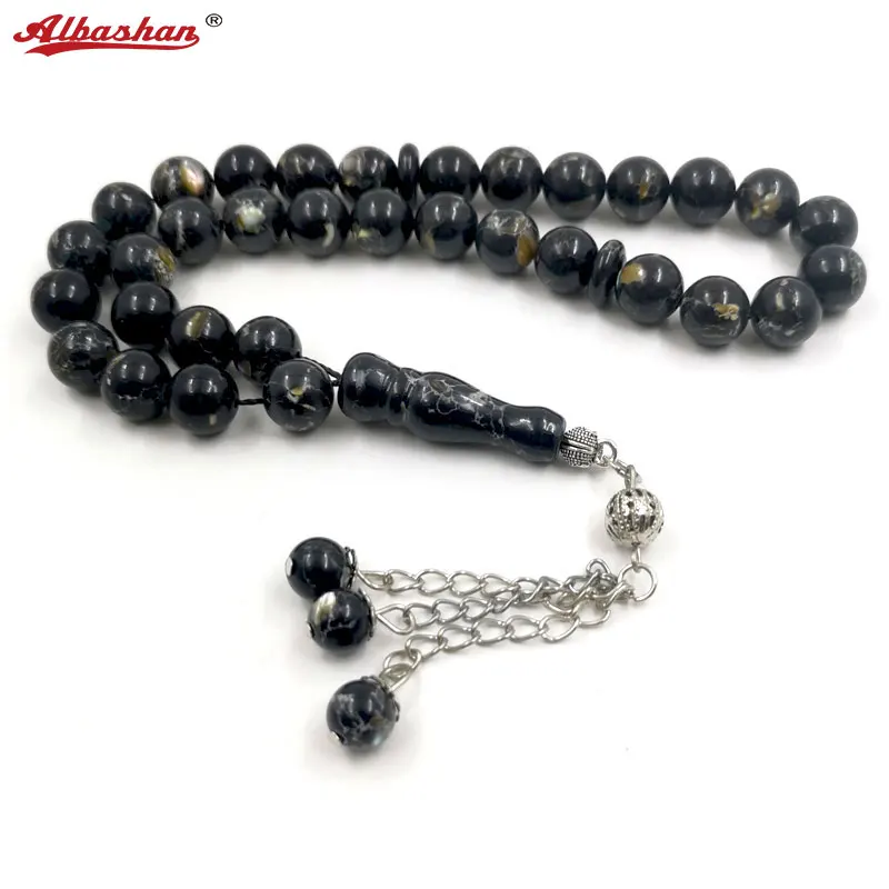 

Black Stone Inlaid Shell Muslim Tasbih Islam Misbaha Wholesale Bulk Sabh Handmade Rosary Tibetan Ornaments