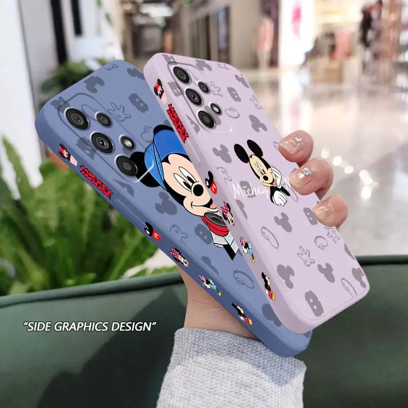 

Hot Mickey Minnie Couple Phone Case For Samsung Note 20 10 A54 A31 A14 A03 A22 A34 A04 A24 Ultra Plus 5G Liquid Left Rope