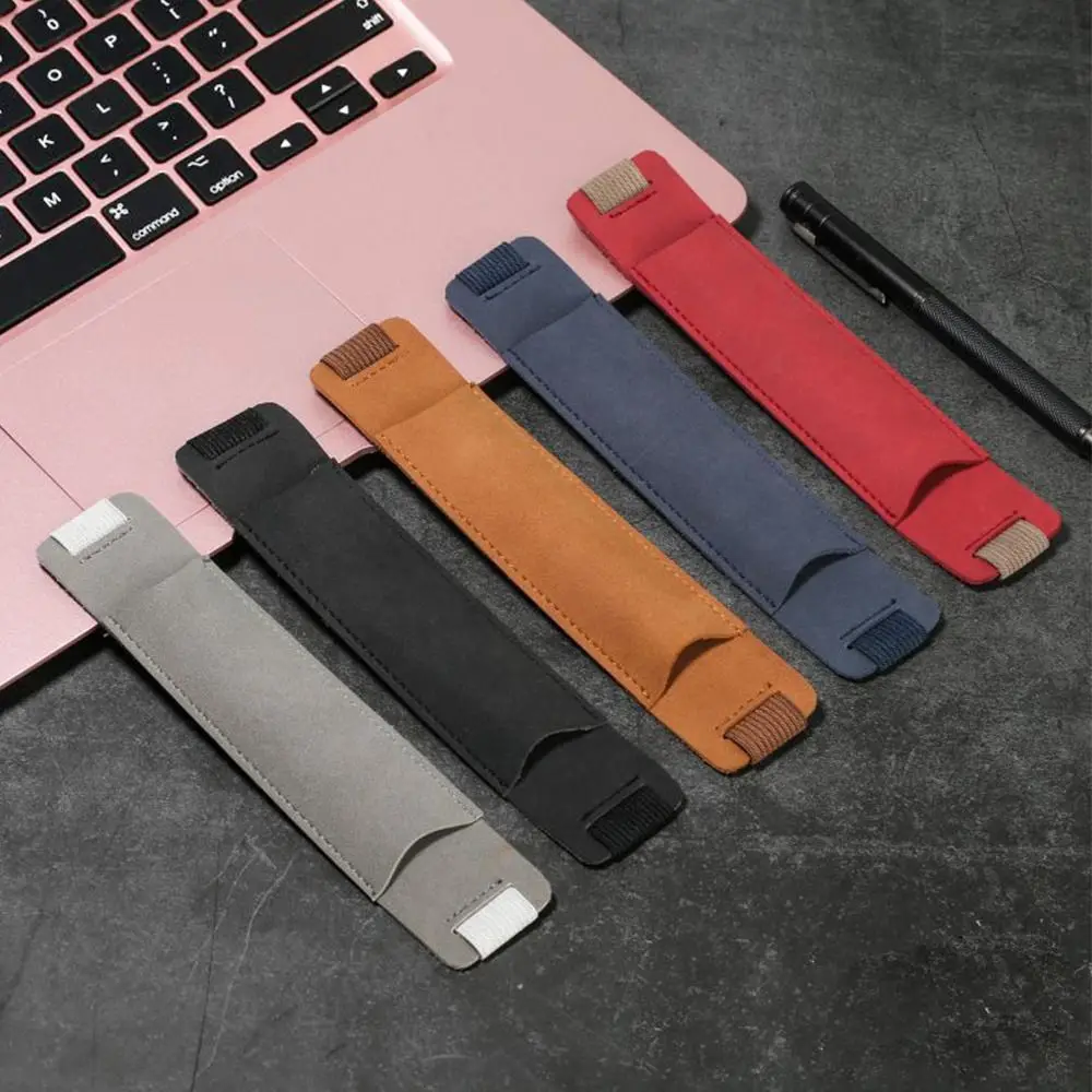 

3PCS Portable Vintage PU Leather Pencil Case Notebook Rubber Band Pen Clip Office Meeting Laptop Pen Holder Business Supplies