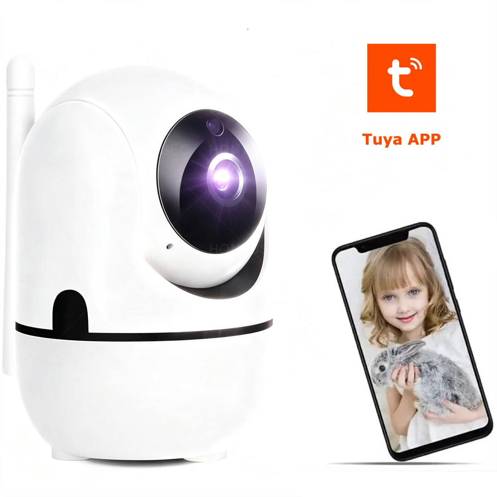 Фото Умная WiFi-камера Tuya 5 МП, мини-камера PTZ для помещений с ИК-подсветкой, ночным видением, двусторонней аудиосвязью, автоматическим отслеживанием и обнаружением движения, система видеонаблюдения. №1
