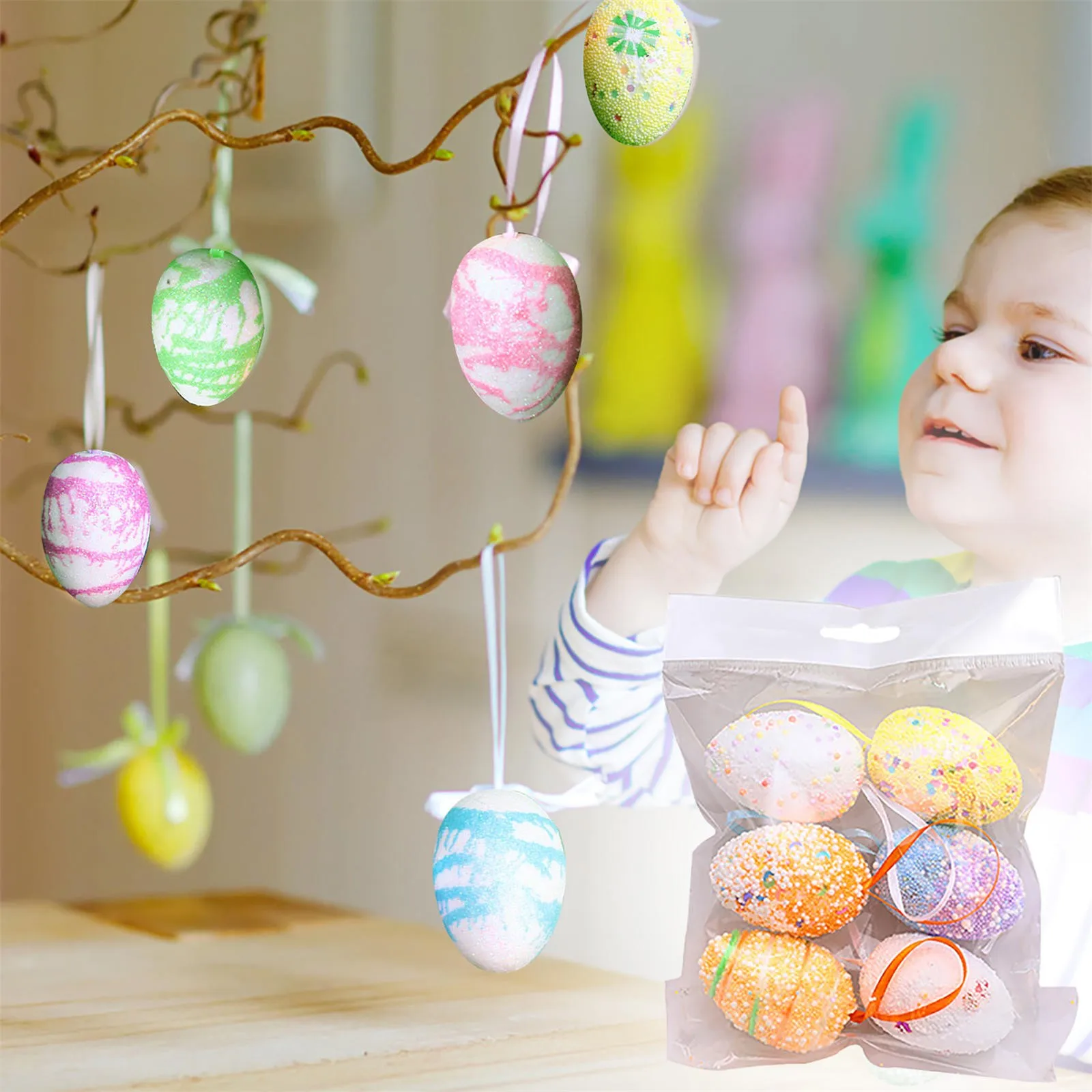 Пасхальные яйца самодельные окрашенные узоры имитация яиц праздничная сцена