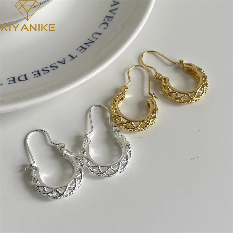 

XIYANIKE Vintage Hollow Semicircle Earrings For Women Girl Luxury Ethnic Fashion New Jewelry Ladies Gift Party серьги женские