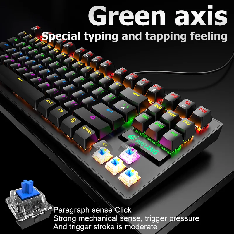 Multimedia Blue Red Axis Switch K2 Mechanical Keyboard 87 Key RGB Game Competitive Office Keyboard Computer Mechanical Keyboard