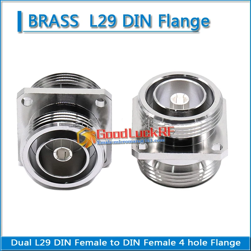 

Dual 7/16 L29 DIN Female to DIN Female With 4 Hole Flange Panel Mount For Solder Cup plug Connector calbe RF Adapter BRASS