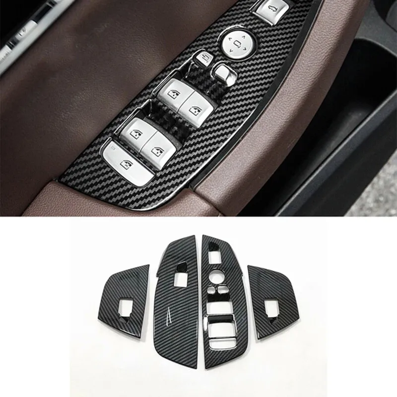 

Carbon Fiber Style Car Window Glass Lifting Buttons Frame Trim Sticker For BMW X3 X4 G01 G02 2018 2019 2020 2022 Car Accessories