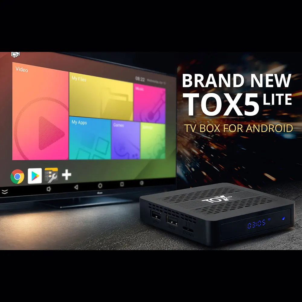 Фото Смарт ТВ-приставка TOX5 Lite на Android 14, 2 ГБ ОЗУ, 32 ГБ ПЗУ, с S905X5M, двухдиапазонным Wi-Fi, 1000M LAN, BT4.1, поддержкой H.265, 4K 60fps, DLNA медиаплеер №2
