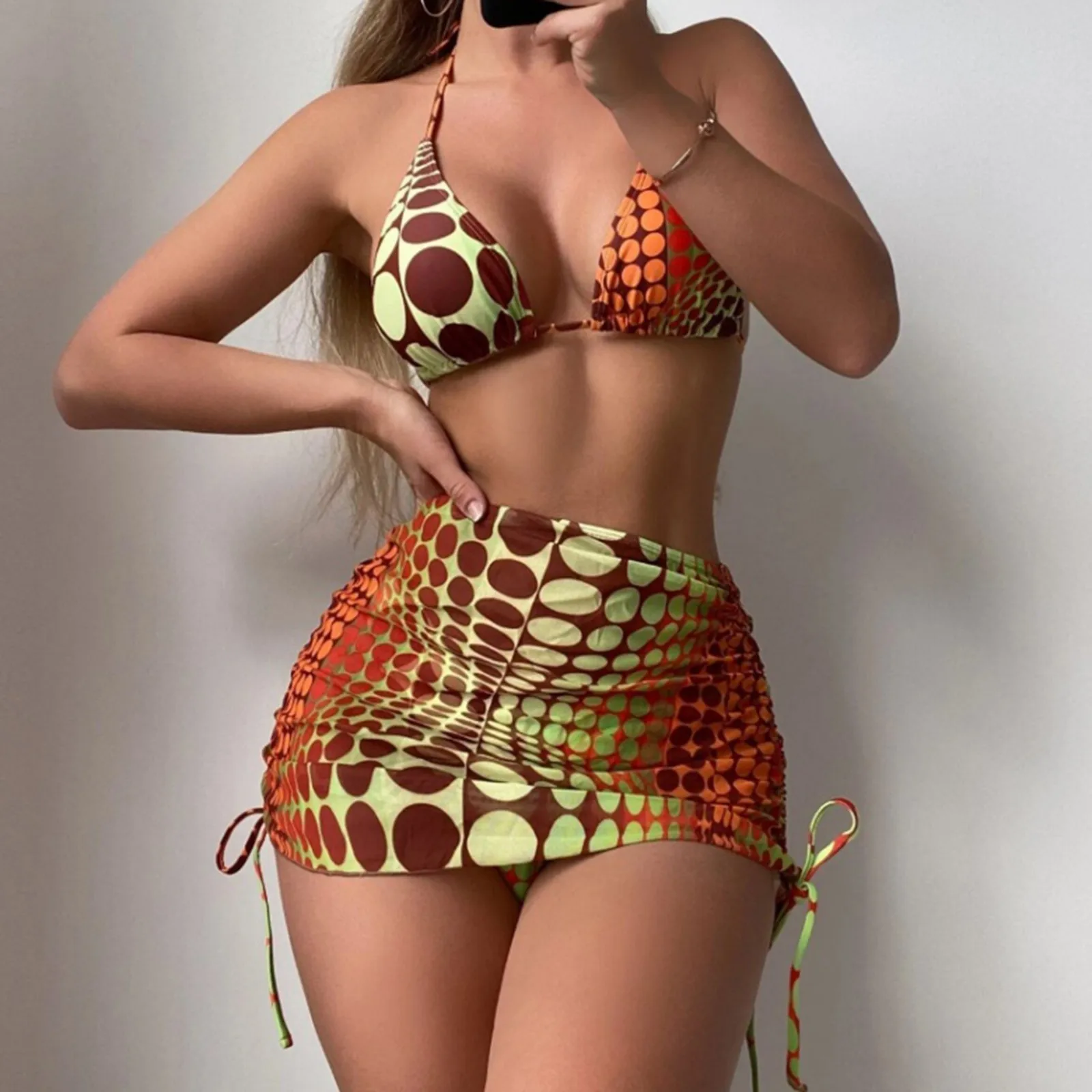 

Женский комплект бикини с запахом и бантом на спине, купальный костюм с заниженной талией, бразильские стринги, бикини, спортивный женский к...