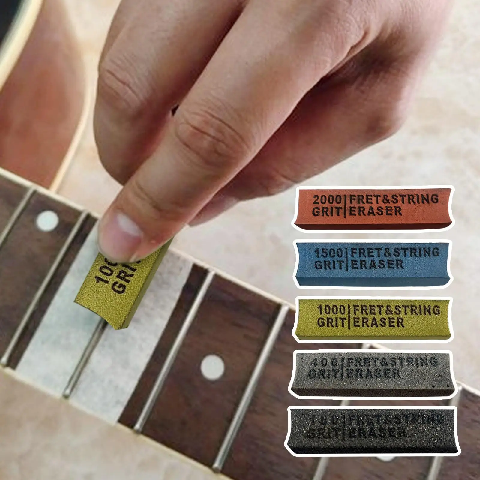 

Guitar Fret Polishing Erasers Abraisive Rubber for Fret Wire 180 & 400 & 1000 & 1500 & 2000 Grit for Guitar Maintain Tool K J8N4