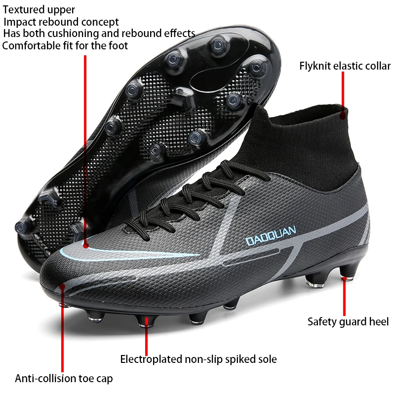 Big Size Soccer Shoes for men Outdoor TF/FG High Ankle Ultra Light Football Boots Kids Cleats Training Sport Sneakers 32-48#