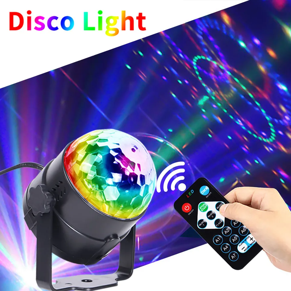 

Sound Activated Rotating Disco Ball Party Lights Strobe Light 3W RGB LED Stage Lights for Christmas Home KTV Xmas Wedding Show
