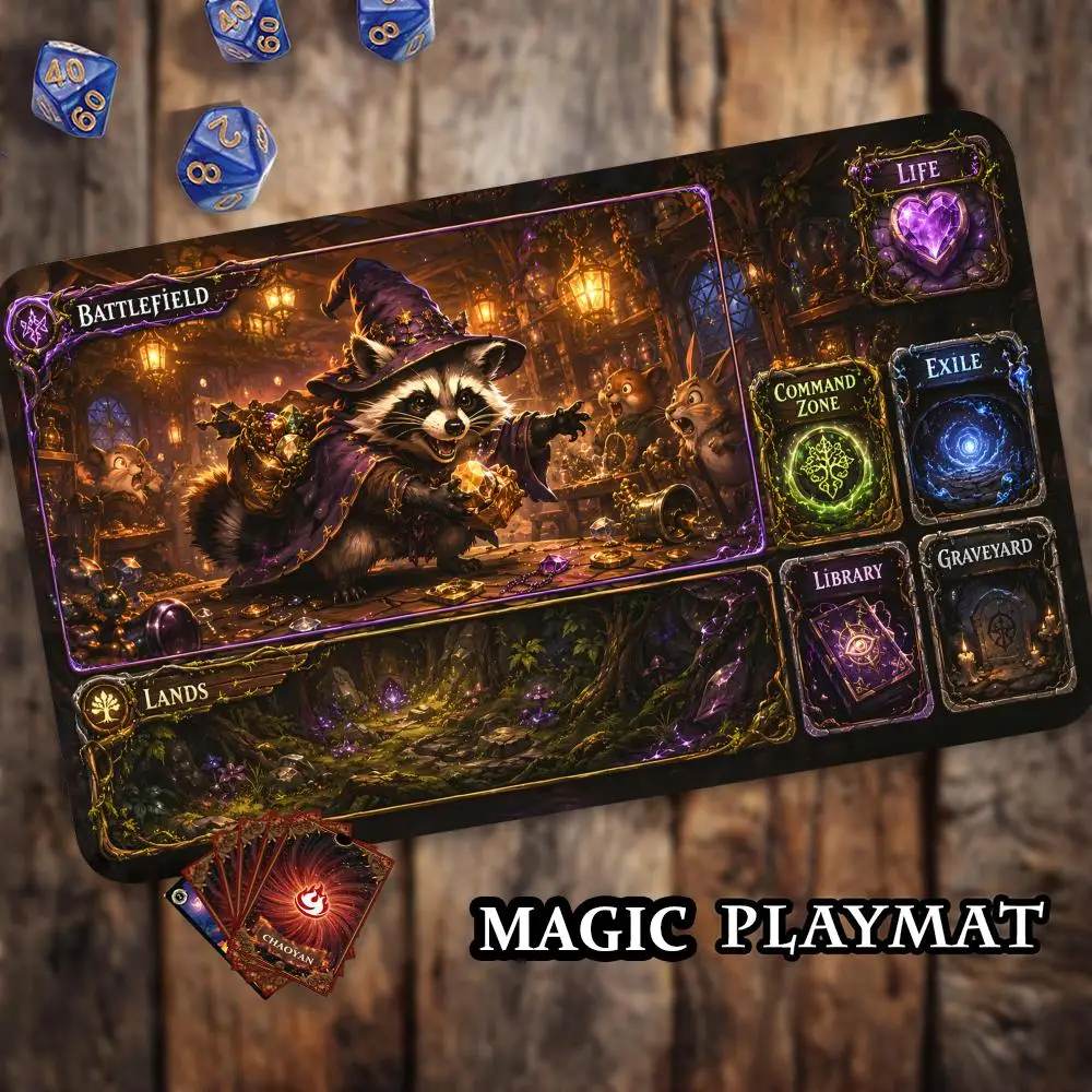 Фото Игровой коврик Magic: The Gathering Raccoon's Treasure, нескользящий, прочный, 35x60 см, для командных игр, для TCG-карт №2