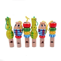 free shipping kids cartoon animal wooden whistle 6pcs classic baby early enlightenment music toys children whistle toddler gift