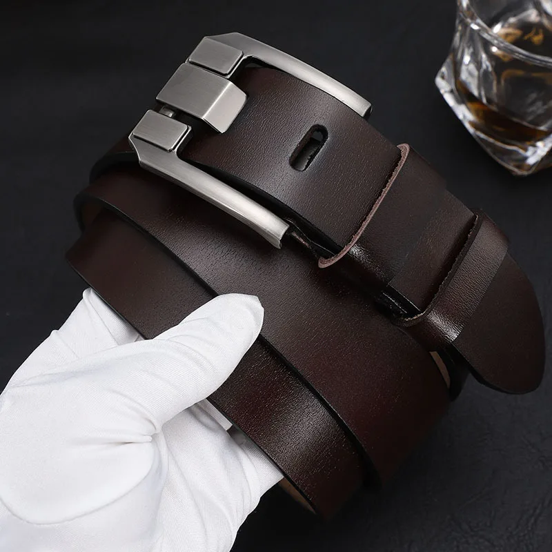Hot Sale Multi Size Two Layer Cow Leather Needle Buckle Belt for Young and Middle-aged Casual Belts Father's Day Gift
