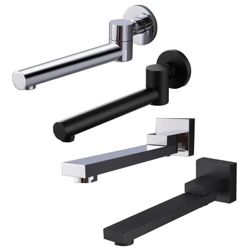 

Luxurious Solid Brass Construction Chrome Finish Wall Mounted Shower Faucet Square Round Black Silver Swivel Tub Spout