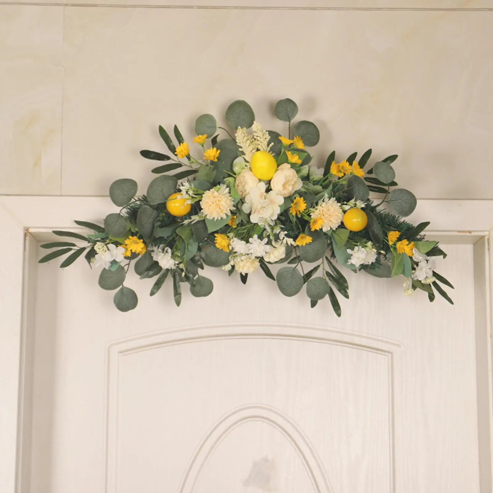 

Artificial Flower Lemon Swag with Olive Leaf Fruit Garland Decor Wedding Arch Floral Lemon Swag for Front Door Parties Decor