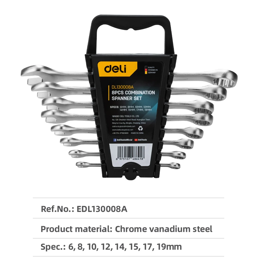 

Deli 8 шт. набор комбинированных ключей с храповым механизмом 6-22 мм метрический ключ с гибкой головкой с храповым механизмом универсальный ключ из хром-ванадиевой стали
