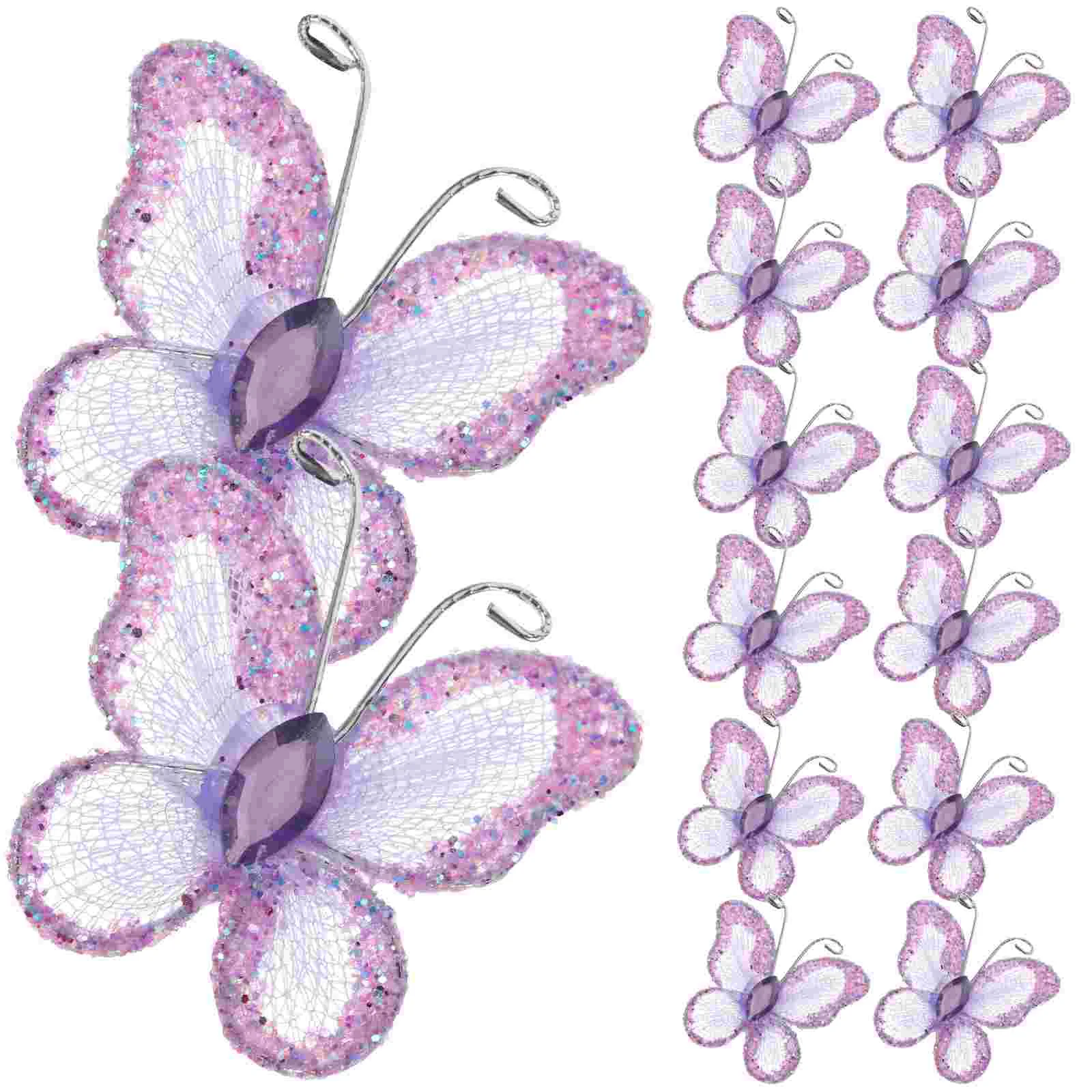 

Butterflies Decorations Purple Mesh Wire Wedding Glitter Crafts Wired Organza Decor Decorative Craft Favor Decoration Wall