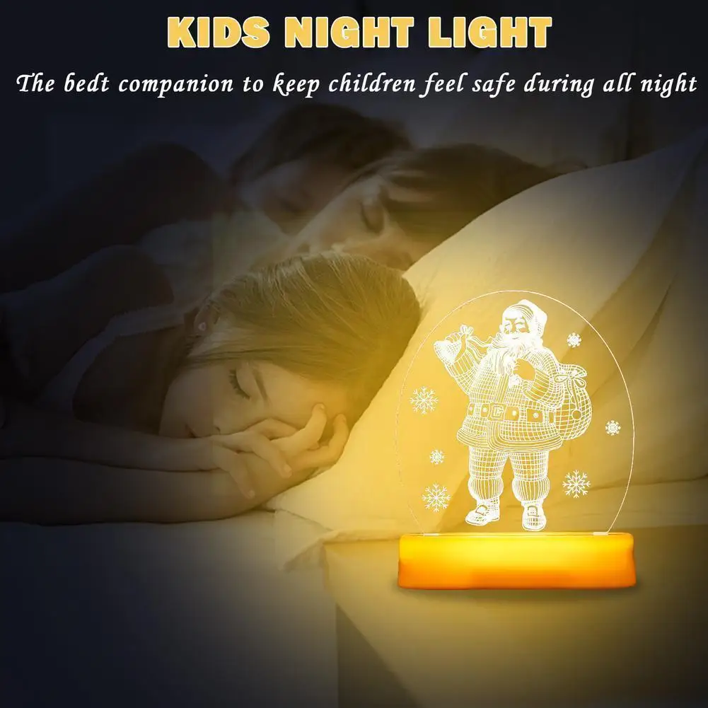 

2022 New LED Kid Night Light Creative Dining Table Lamp Christmas Lamp Children Gift Romantic Santa Snowflake Bedside E0Z5