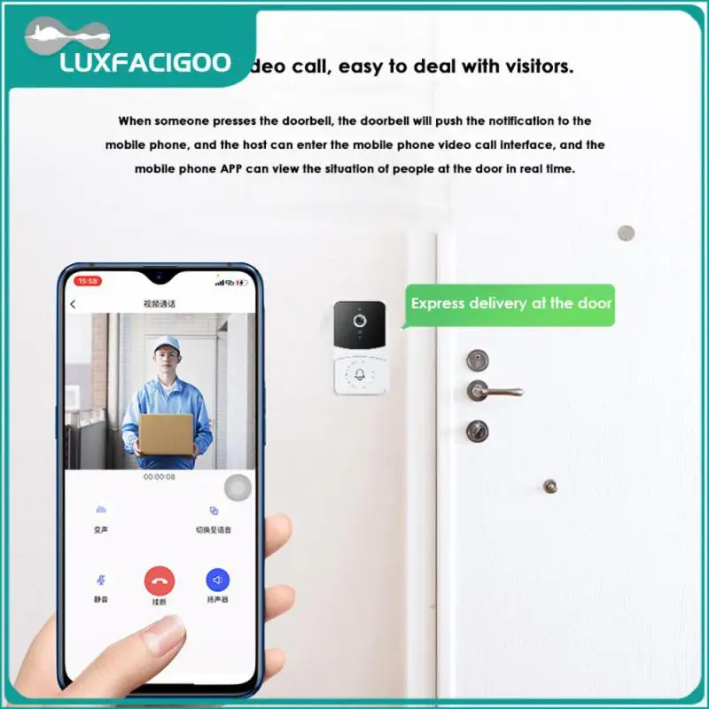 

Уличный умный дверной звонок с Wi-Fi и голосовым управлением, видеодомофон с камерой безопасности, уличный ночной звонок для умного дома