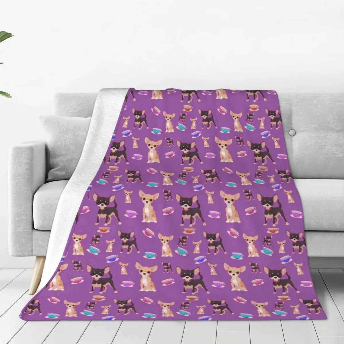 

Cute Teacup Chihuahuas Soft Fleece Throw Blanket Warm and Cozy Comfy Microfiber Blanket for Couch Sofa Bed 40"x30"