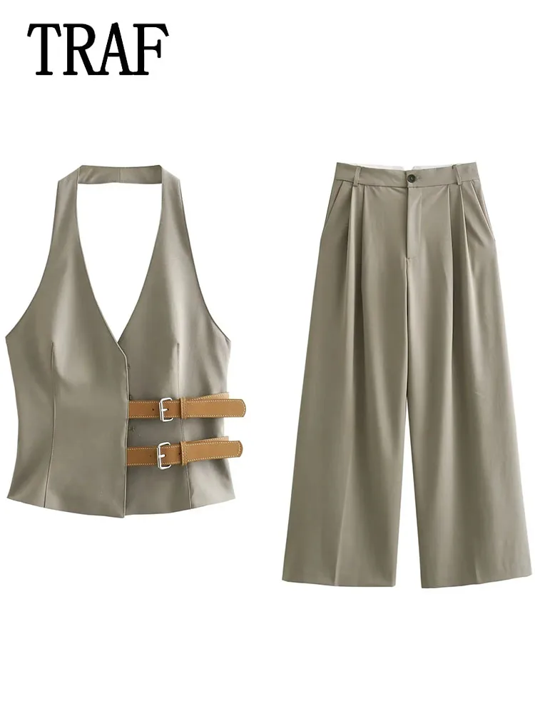 Комплект из 2 предметов для женщин с поясом и высокой талией