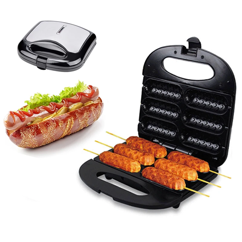 

220V Electric Hot Dog Sausage Machine Crispy French HotDog Maker Non-stick Coating Breakfast Frying Corn Baking Barbecue EU Plug