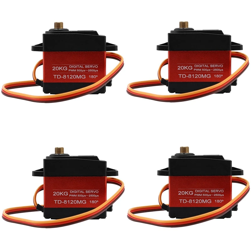 

4X Td-8120Mg Gear Digital Servo With 20Kg High Torque 180Angle For Rc Remote Control Car Model Vehicle 20Kg Servo