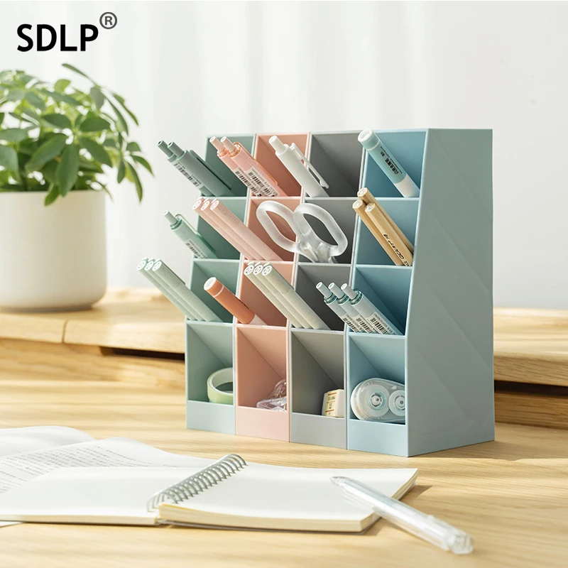 

SDLP Inclined Insertion Pen Holder Storage Box Multi-Layer Brush Stand Desktop Organizer Stationary Organizer Rack