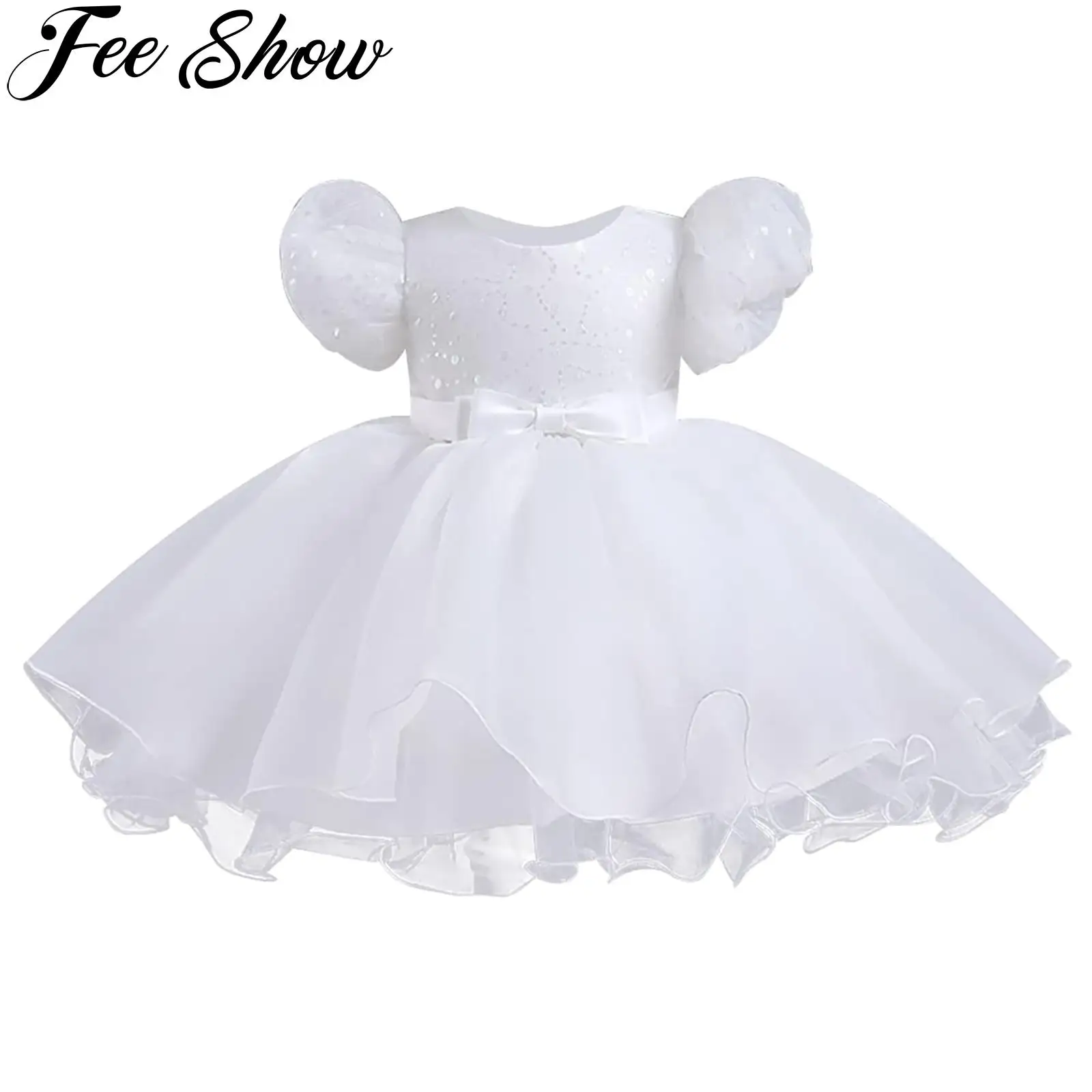 

Flower Girl Sequin Bowknot Tutu Dress for Toddler Baby Girls Princess Wedding Bridesmaid Birthday Party Pageant Baptism Dresses