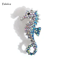 sparkling rhinestone seahorse brooches sea animal series brooch cute pins women accessories jewelry