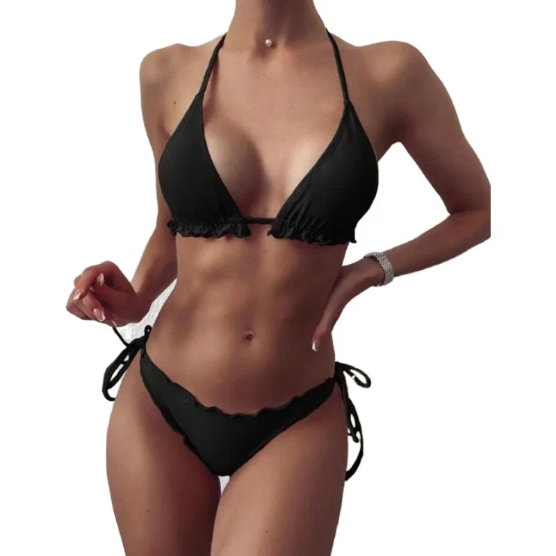 

Donsignet New Summer Sexy Bikini Woman Solid Color Swimsuit Bikini Set Suit Bikini Mujer 2 Peice Set Women Swimsuit Women
