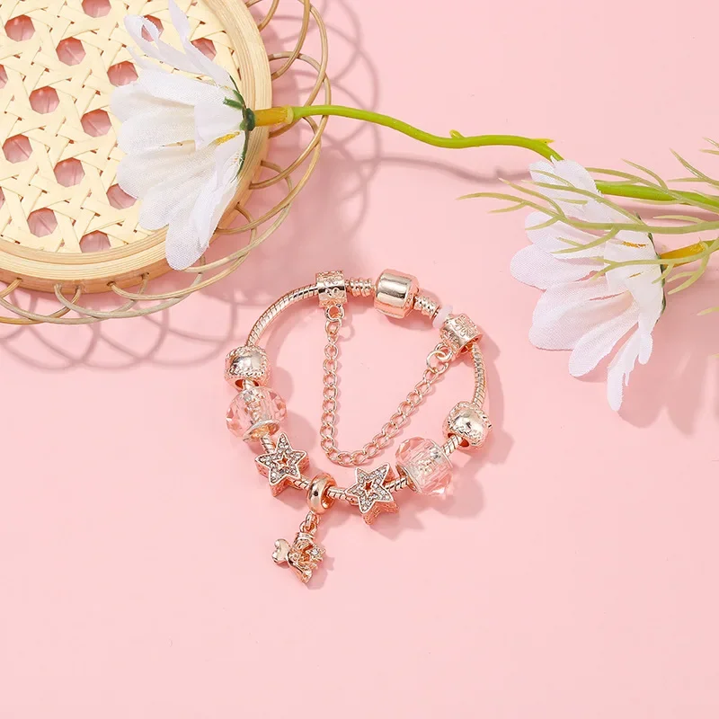 Популярный женский браслет из розового золота оптовая продажа DIY асимметричный с