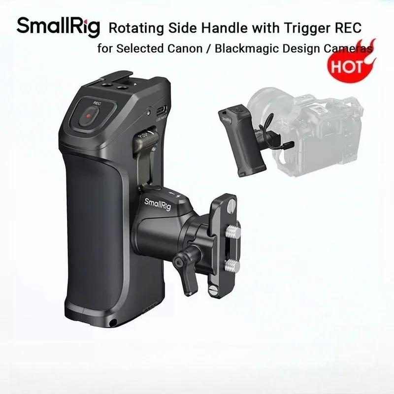 Фото Вращающаяся боковая рукоятка SmallRig 5235 с триггером REC и зарядкой PD для камер Canon и Blackmagic №3