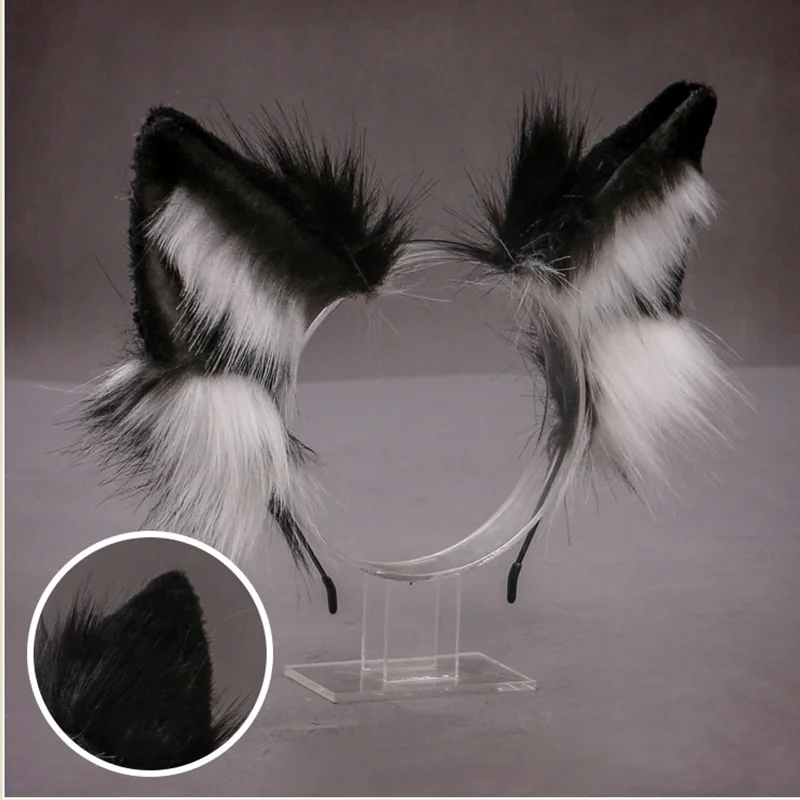

New Furry Plush Foldable Wolf Cat Ears Headband Realistic Animal Fox Hair Hoop Lolita Anime Decor Ear Cosplay Kawaii Accessories