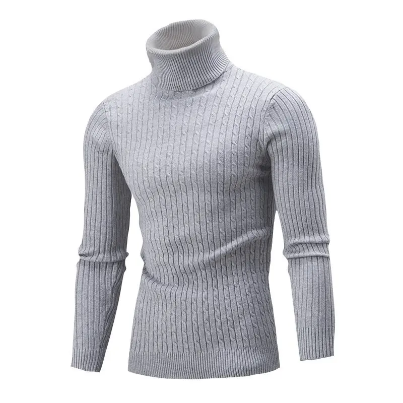Autumn And Winter Turtleneck Warm Fashion Solid Color sweater Men's Sweater Slim Pullover men's Knitted sweater Bottoming Shirt