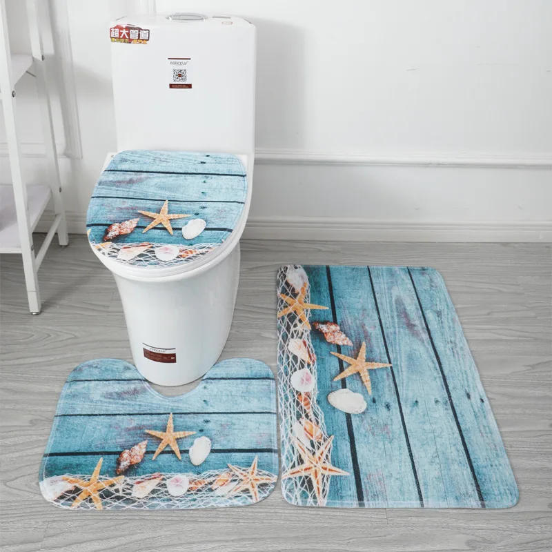 

3Pcs Absorbent Bathroom Floor Mat Non-woven Fabric Thicken Non-slip Bath Carpets Rug Bathroom Accessories Toilet Lid Cover