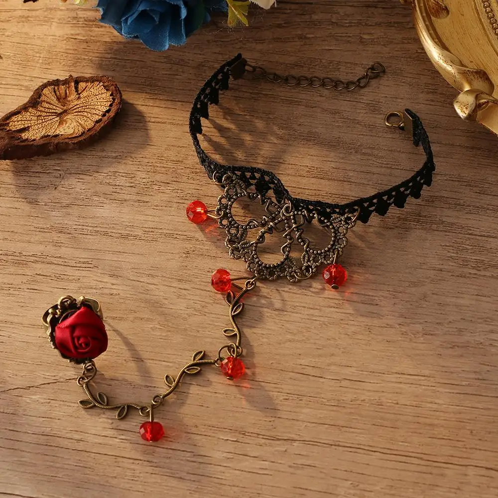 Женский браслет RscvonM черный кружевной в готическом стиле