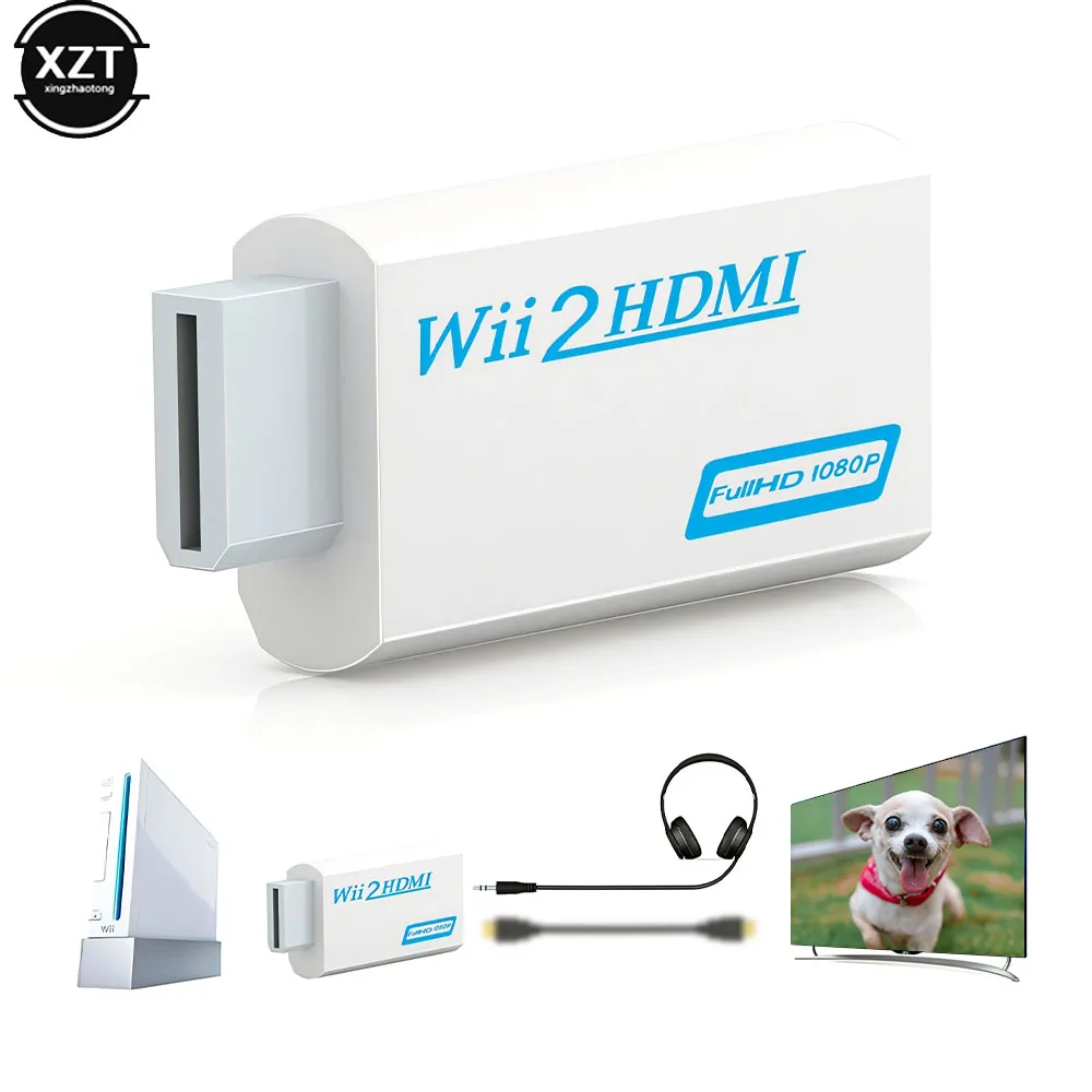 1 Full HD 1080P Wii to HDMI-compatible Converter Adapter Wii2HDMI-compatible Converter 3.5mm Audio for PC HDTV Monitor Display