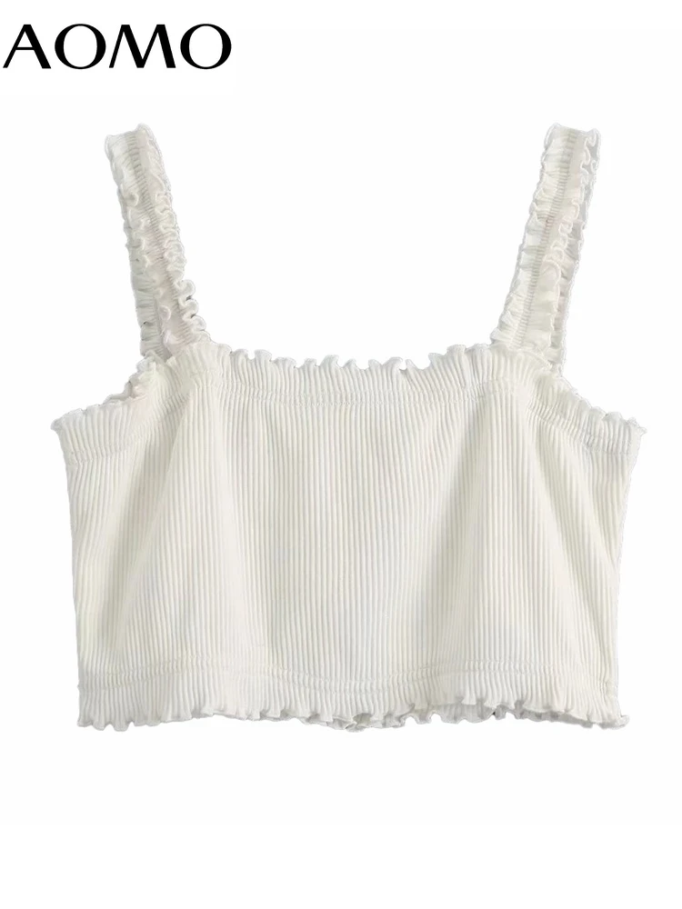 

Женская Трикотажная майка с оборками, с открытой спиной