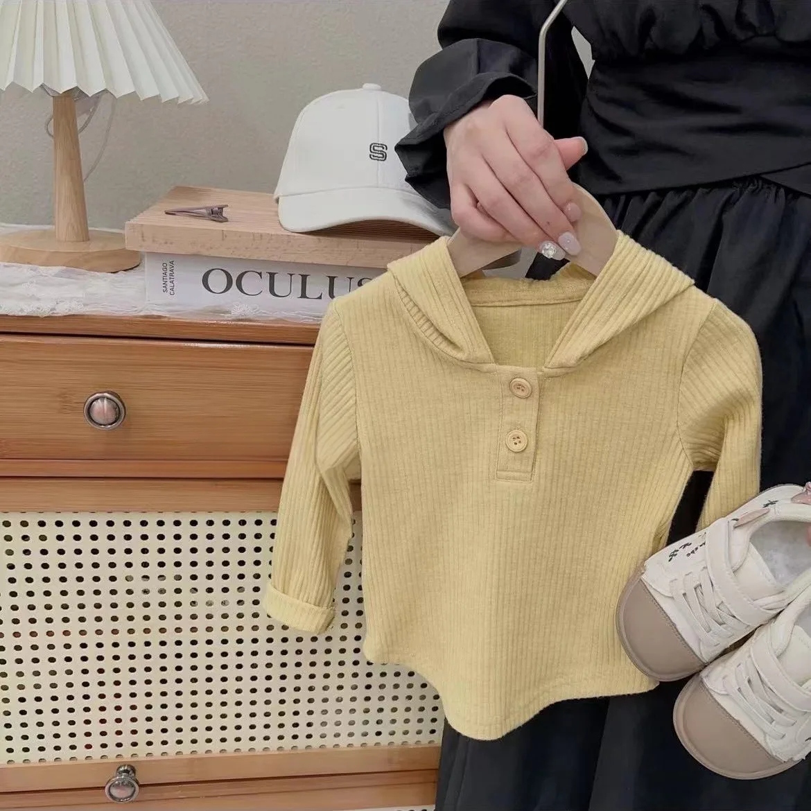 Детские комплекты Новые Корейские осенние Топы с длинным рукавом для девочек