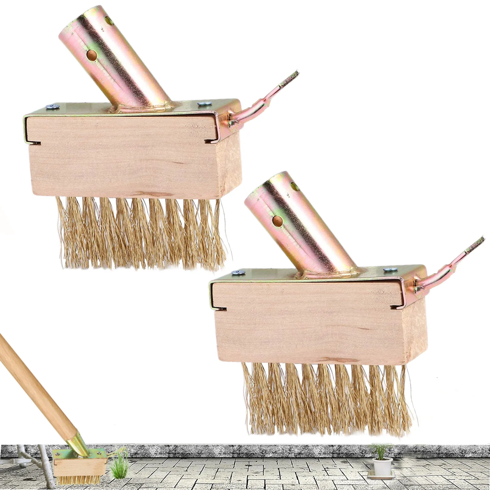 

Moss Removal Tool Deck Crevice Cleaning Tool 2Pcs Deck Cleaner Brushes Removing Weeds From Pavers Metal Nail Design Without