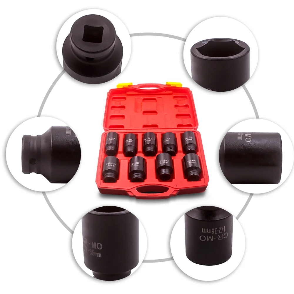 Комплекты головок для глубокого удара головка гайки ступицы метрической оси 1/2