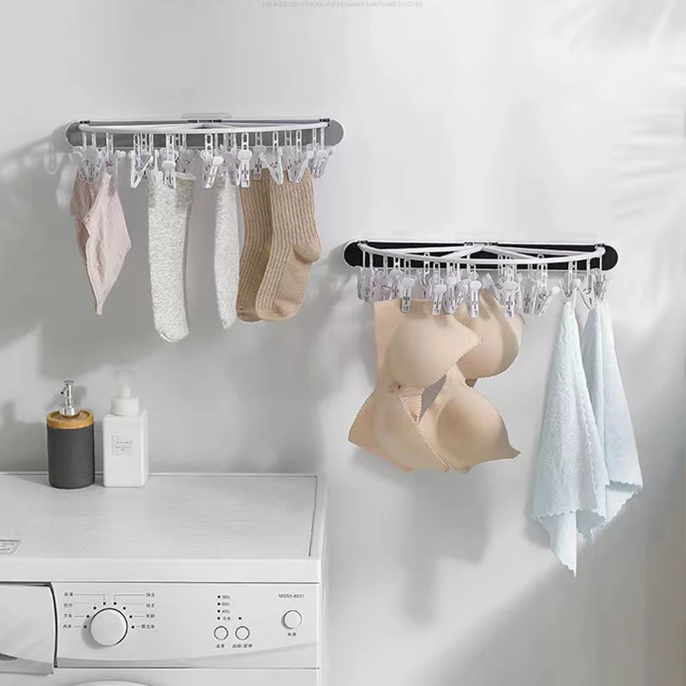 

Outdoor balcony children's folding outdoor drying multifunctional clothes hanger goods hole free and traceless drying clip