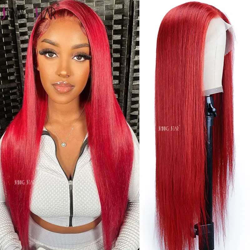 

Red Lace Front Human Hair Wigs Colored Burgundy Lace Front Wigs For Women Straight Hd 13X4 Lace Frontal Wig Remy Human Hair Wigs