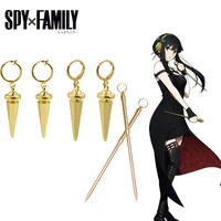 anime spy%c3%97family yor forger cosplay weapons anime earrings yor briar cos props golden color needles thorn princess accessories