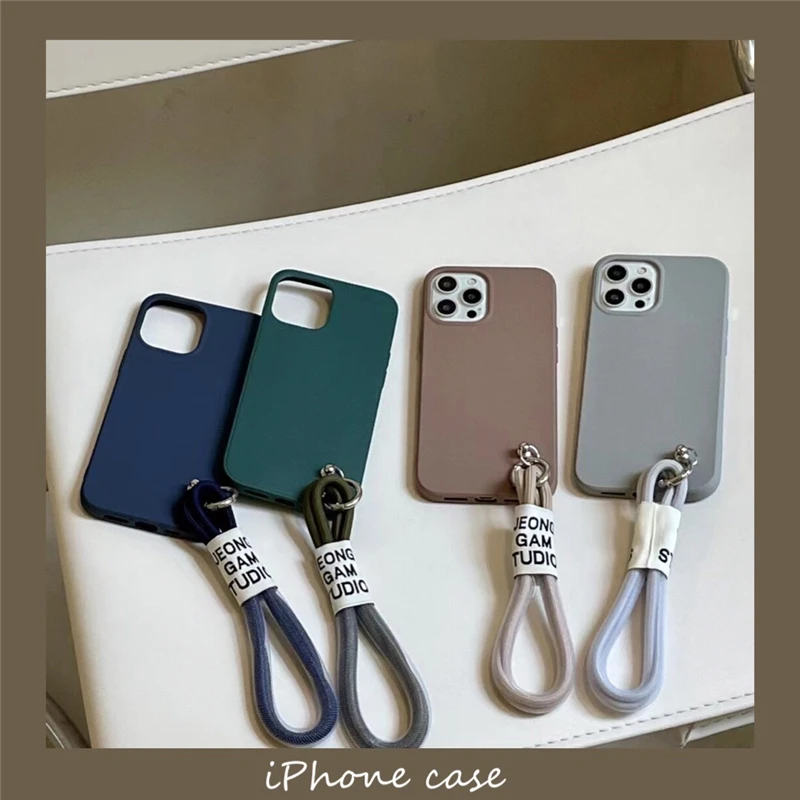 

Fashion Bracelet Rope Soft Phone Case For IPhone 12 Pro Max 11 XS XR X 13 Pro 6s 7 8 Plus SE Simple Solid Color TPU Bumper Cover